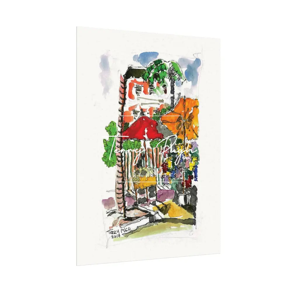 Downtown Bay Street Bahamas - Watercolor Art Print By Terry Pugh Poster