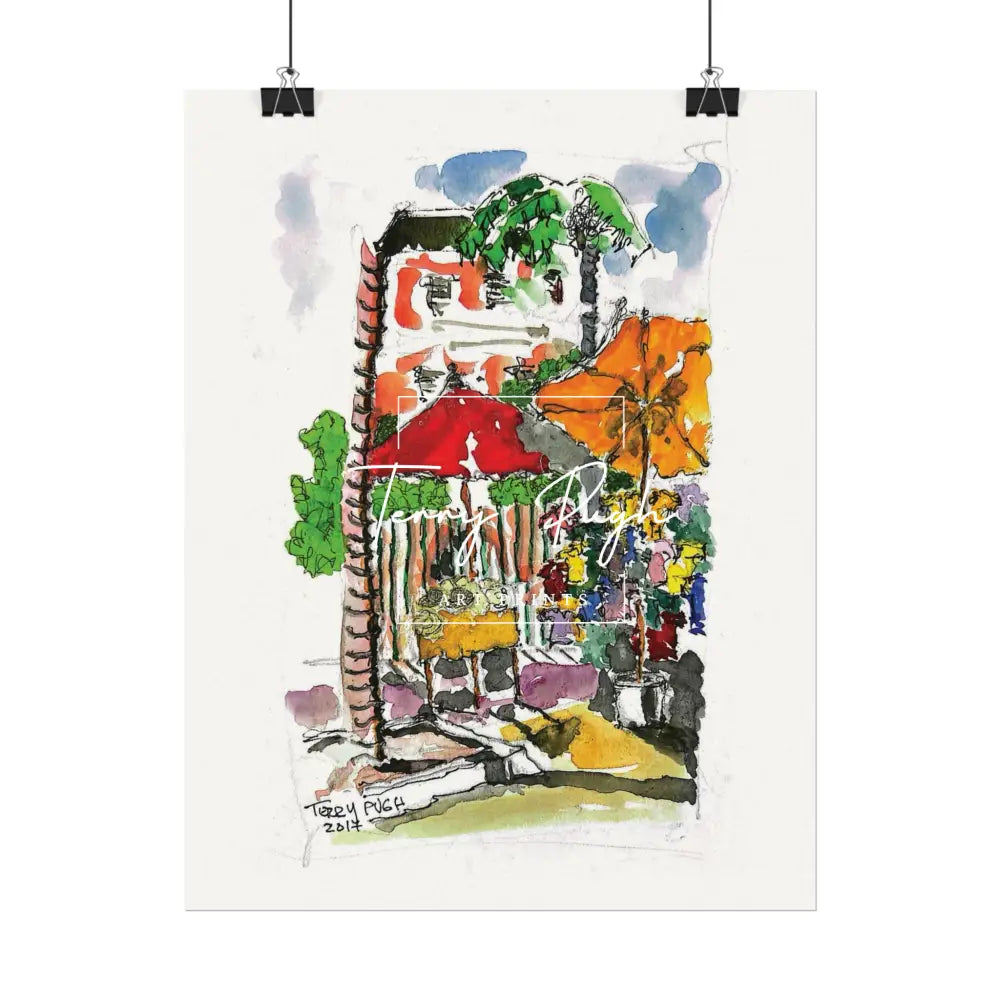 Downtown Bay Street Bahamas - Watercolor Art Print By Terry Pugh Poster