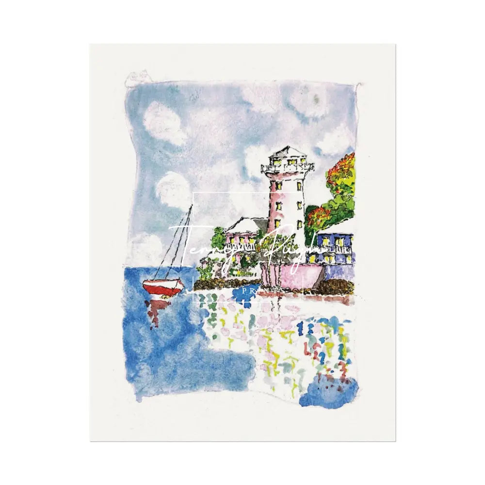 Sailing Past The Lighthouse - Art Print By Terry Pugh 10’’ x 13’’ (Vertical) Poster