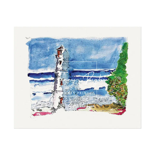 A Big Splash - Hog Island Light House - Art Print By Terry Pugh 10’’ x 8’’ (Horizontal) Poster