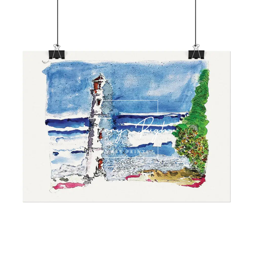 A Big Splash - Hog Island Light House - Art Print By Terry Pugh Poster