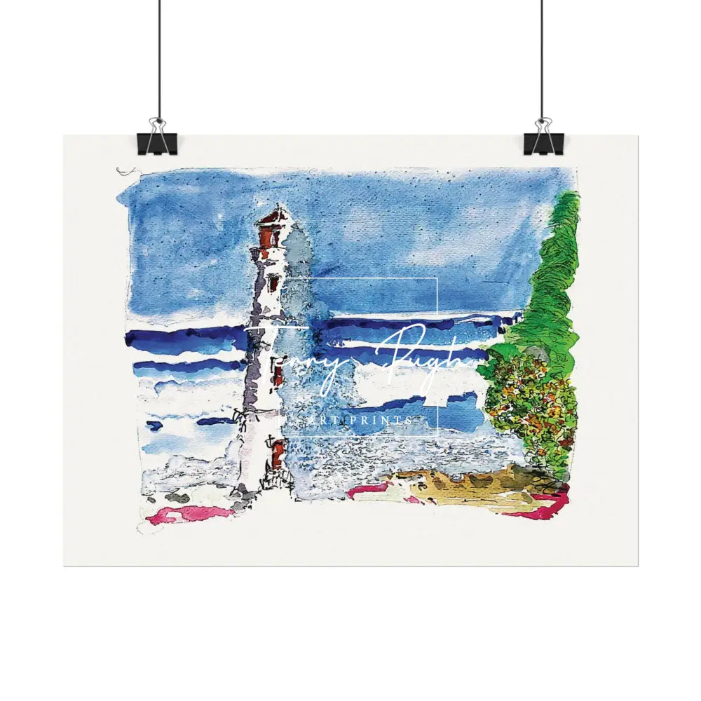 A Big Splash - Hog Island Light House - Art Print By Terry Pugh Poster
