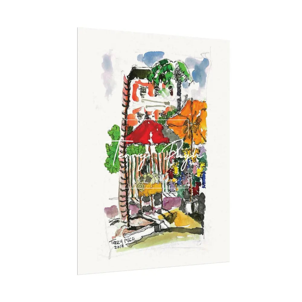 Downtown Bay Street Bahamas - Watercolor Art Print By Terry Pugh Poster