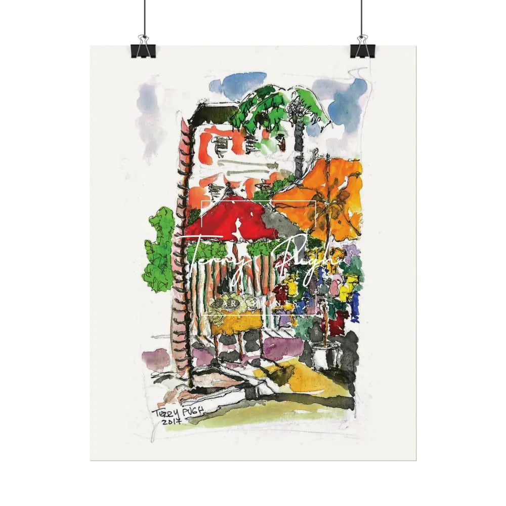 Downtown Bay Street Bahamas - Watercolor Art Print By Terry Pugh Poster