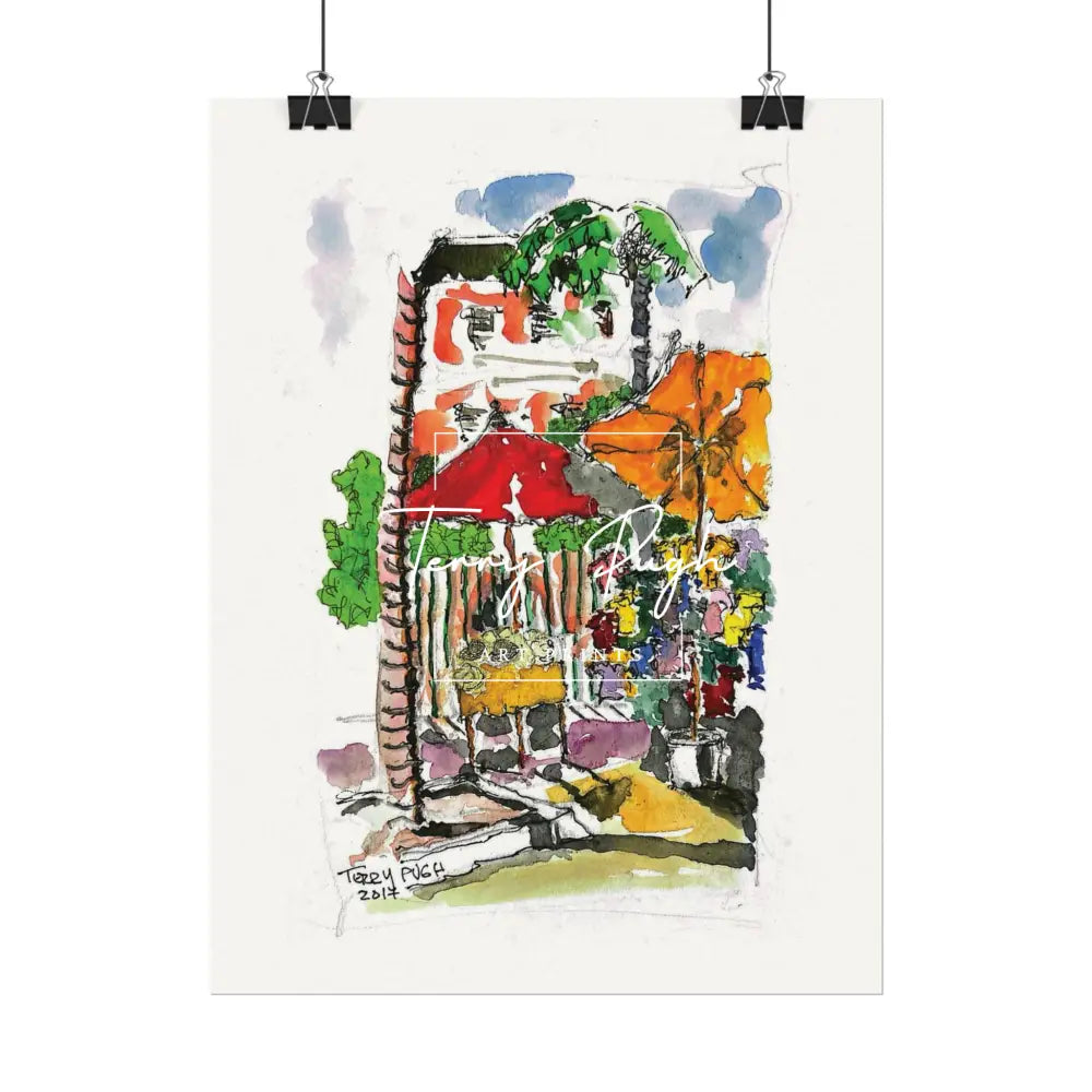 Downtown Bay Street Bahamas - Watercolor Art Print By Terry Pugh Poster