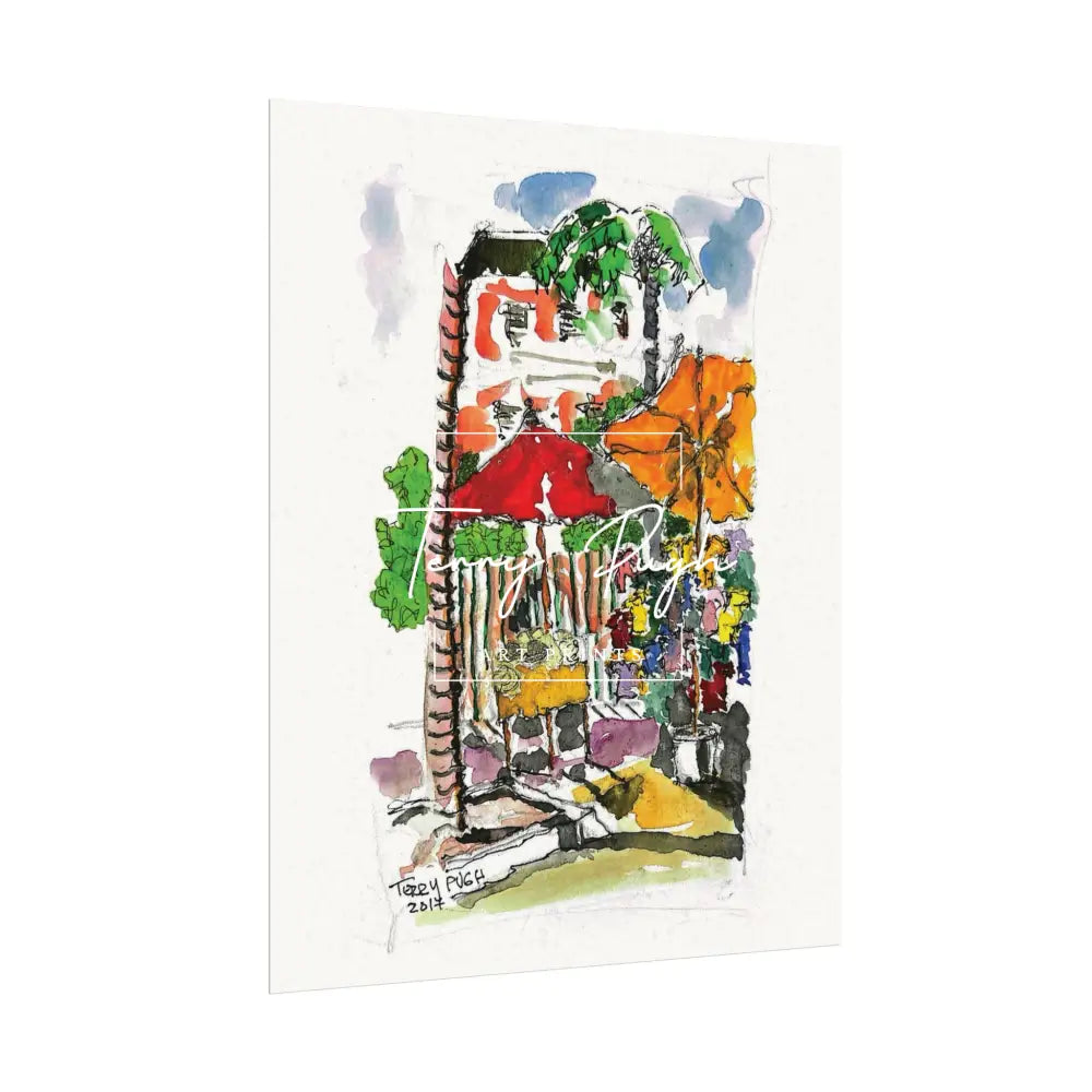 Downtown Bay Street Bahamas - Watercolor Art Print By Terry Pugh Poster