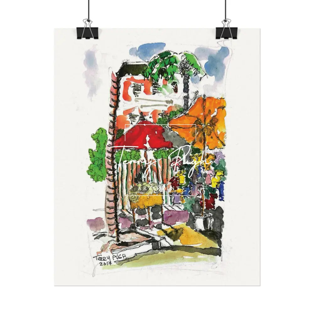 Downtown Bay Street Bahamas - Watercolor Art Print By Terry Pugh Poster