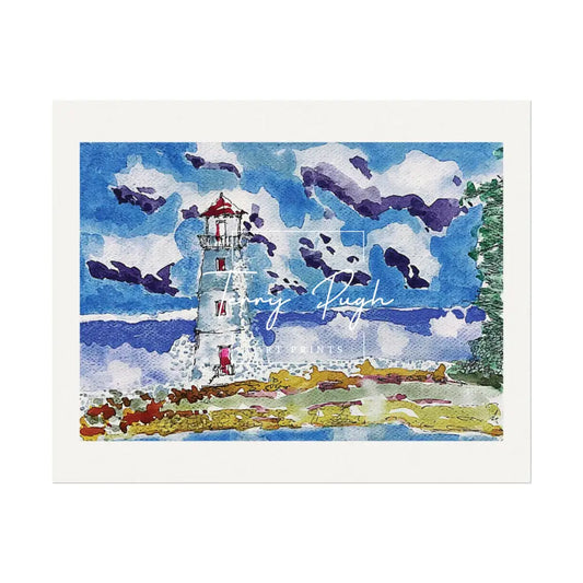 Hog Island Light House On A Cloudy Day - Art Print By Terry Pugh 10’’ x 8’’ (Horizontal) Poster