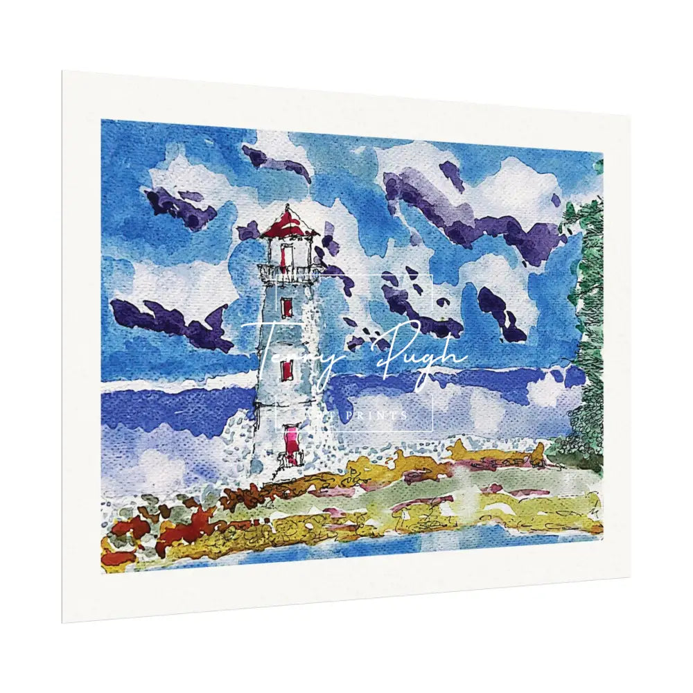 Hog Island Light House On A Cloudy Day - Art Print By Terry Pugh Poster