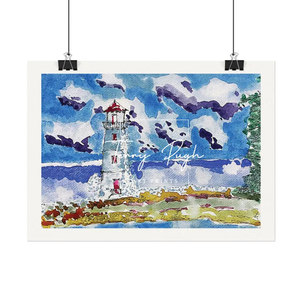Hog Island Light House On A Cloudy Day - Art Print By Terry Pugh Poster