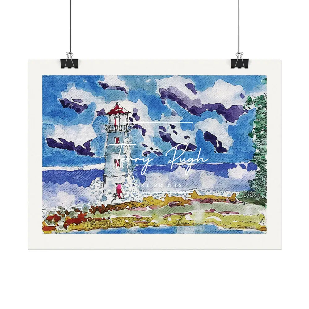 Hog Island Light House On A Cloudy Day - Art Print By Terry Pugh Poster