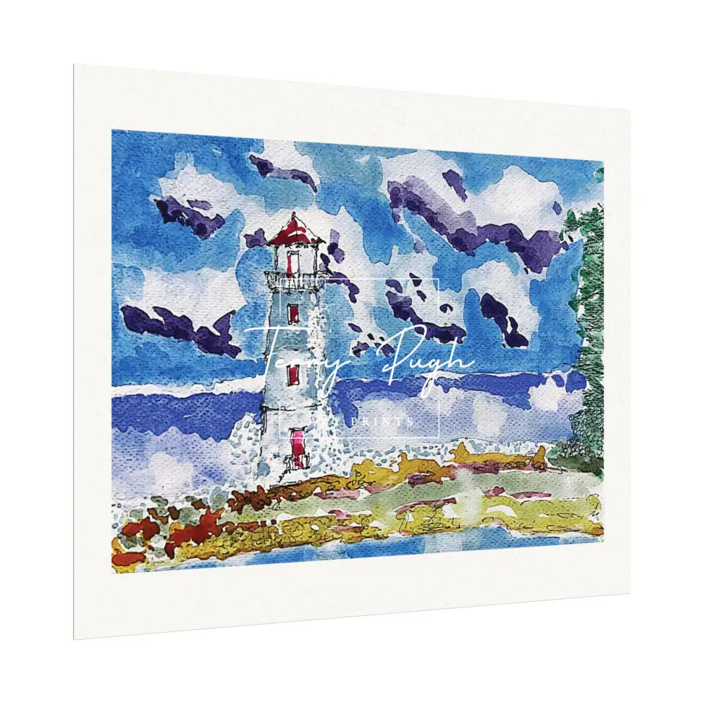 Hog Island Light House On A Cloudy Day - Art Print By Terry Pugh Poster