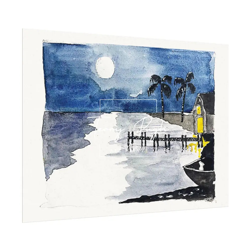 Moonlit Paradise Night Time In The Bahamas – Art Print By Terry Pugh Poster