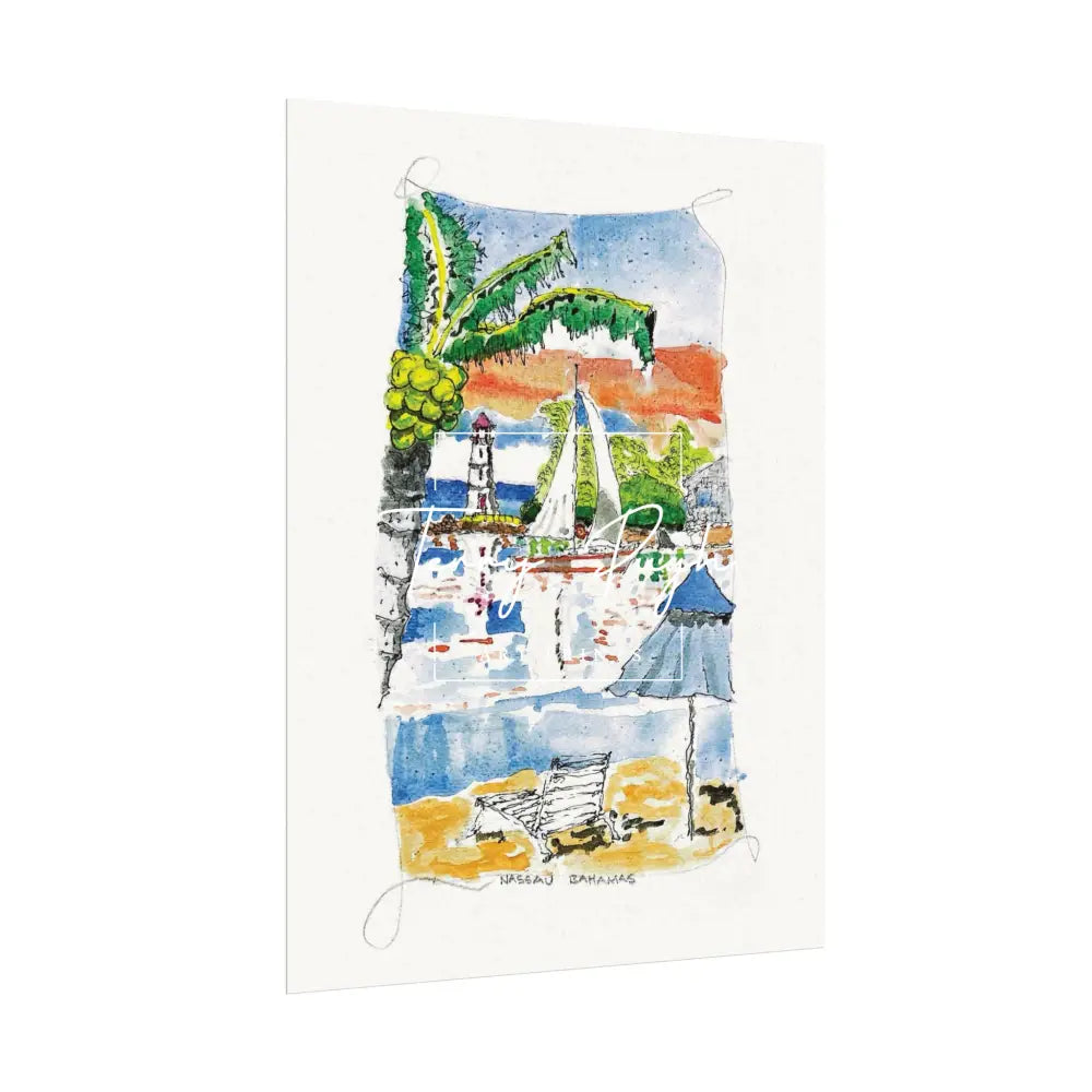 Sail Boat On The Sparkling Water The Bahamas - Terry Pugh Art Poster