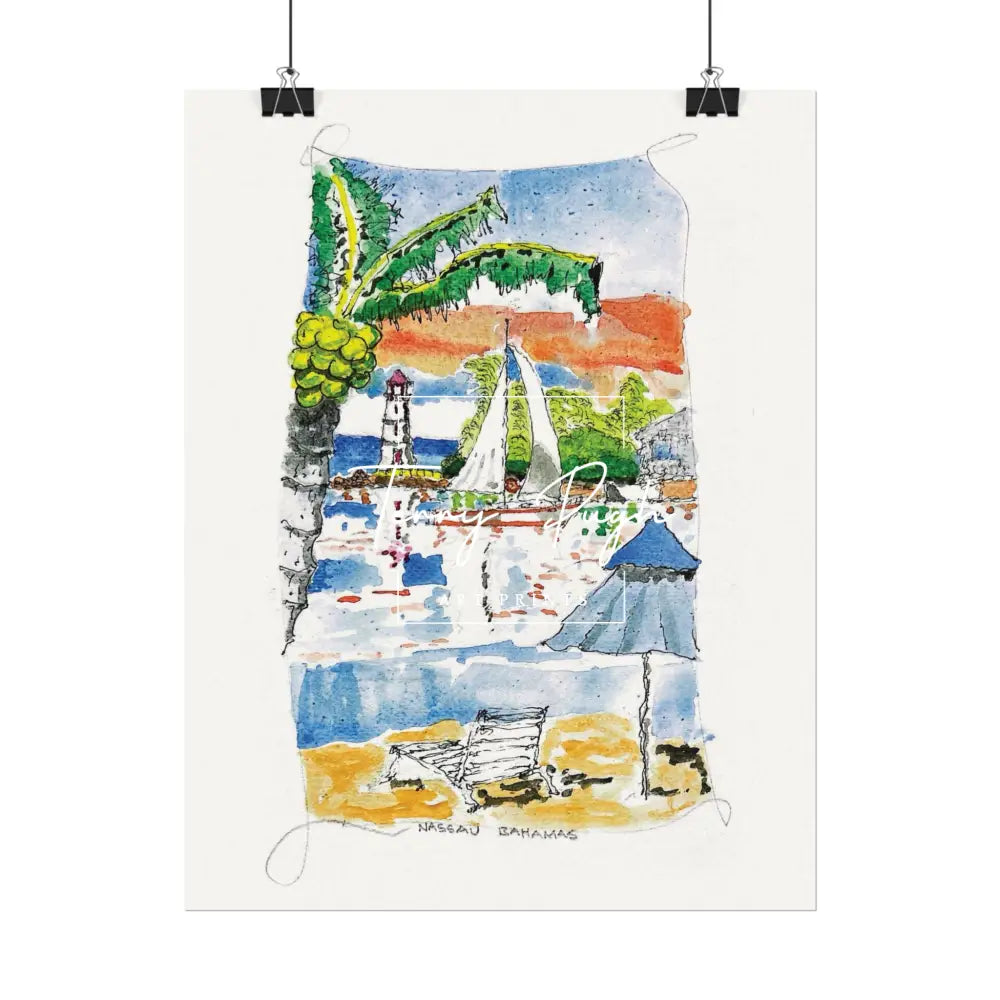 Sail Boat On The Sparkling Water The Bahamas - Terry Pugh Art Poster