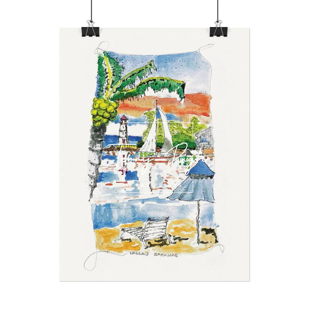 Sail Boat On The Sparkling Water The Bahamas - Terry Pugh Art Poster
