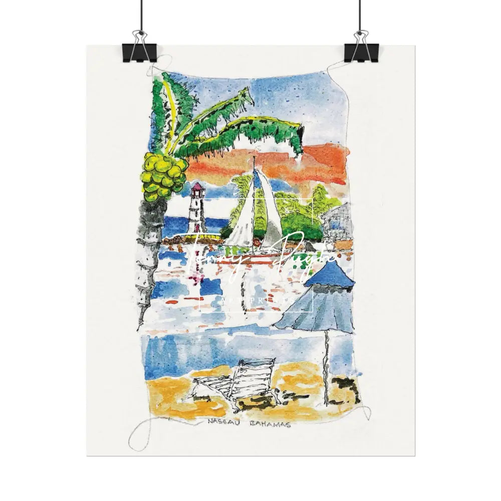 Sail Boat On The Sparkling Water The Bahamas - Terry Pugh Art Poster