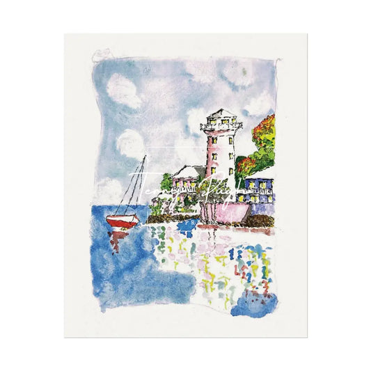 Sailing Past The Lighthouse - Art Print By Terry Pugh 8’’ x 10’’ (Vertical) Poster