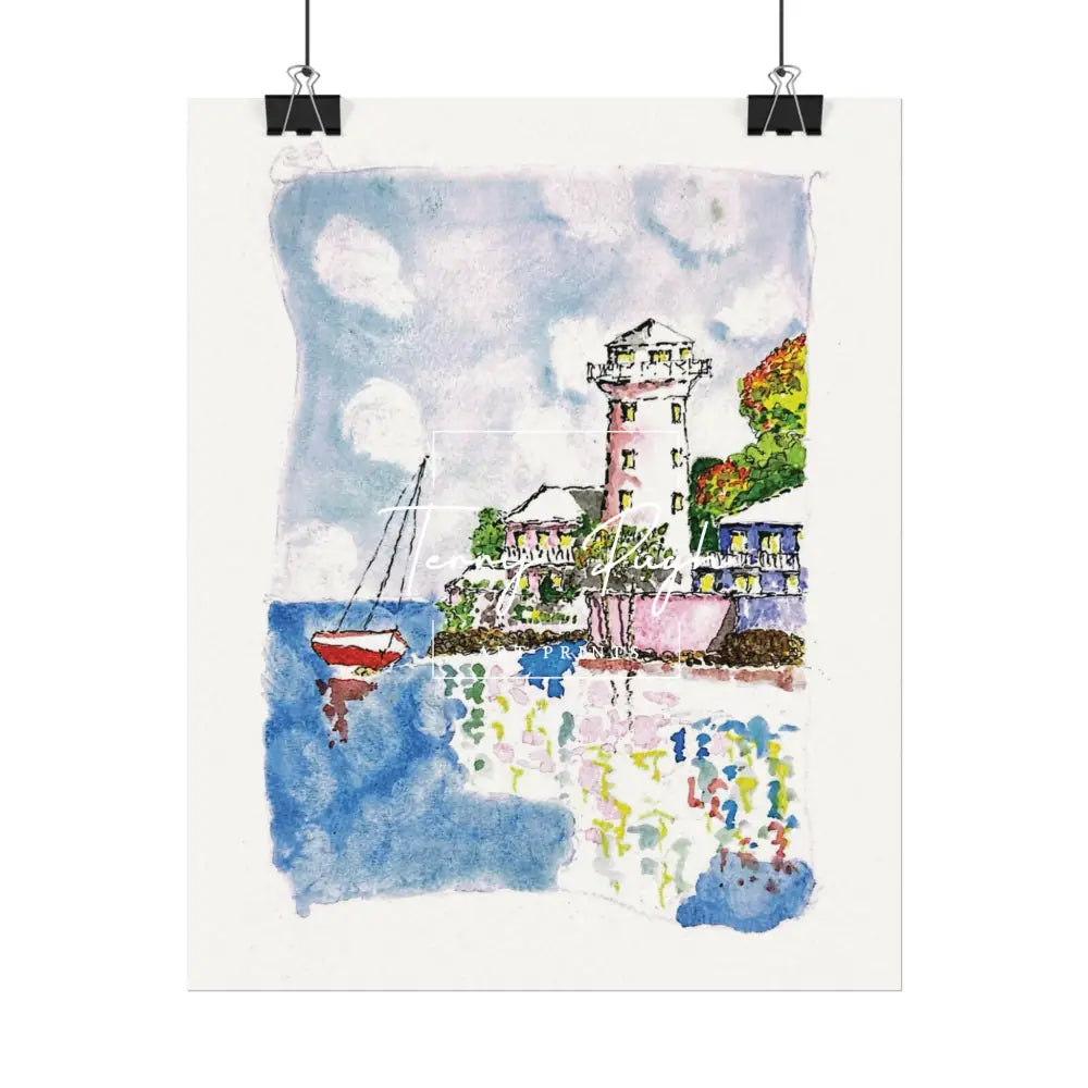 Sailing Past The Lighthouse - Art Print By Terry Pugh Poster