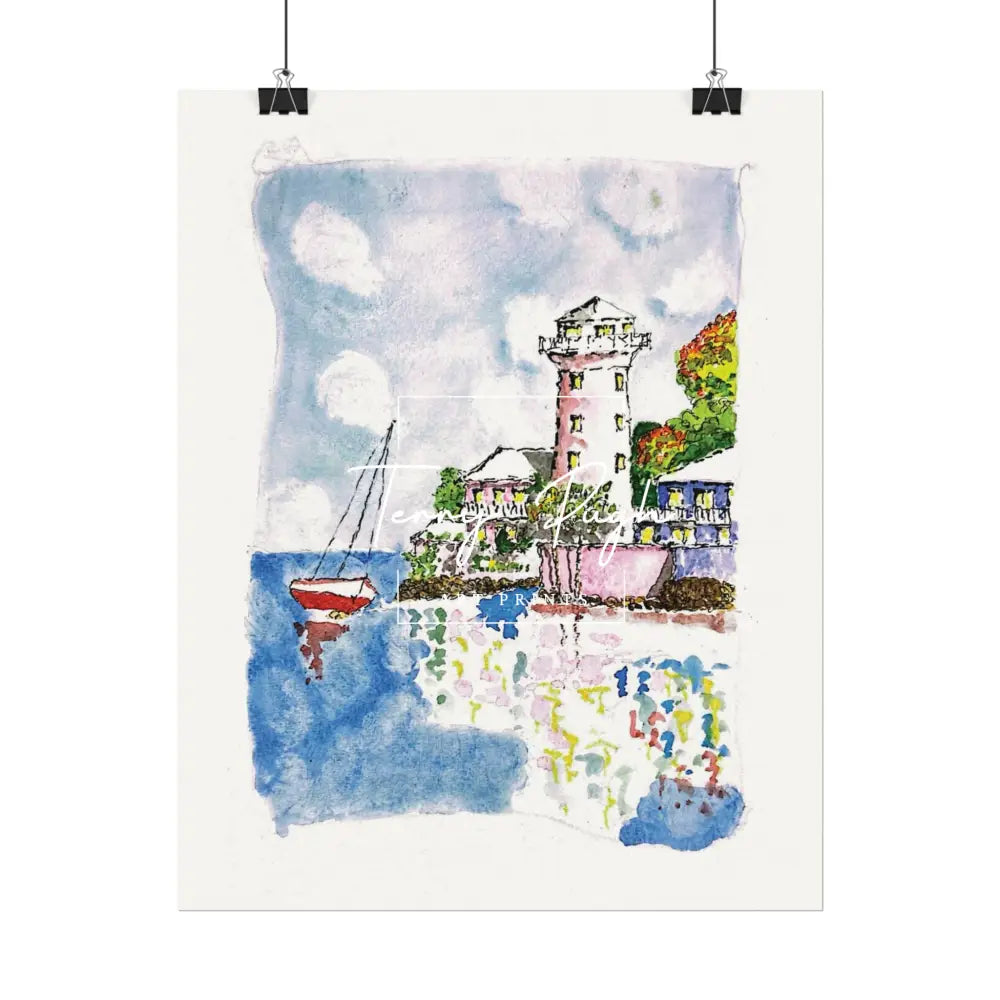 Sailing Past The Lighthouse - Art Print By Terry Pugh Poster
