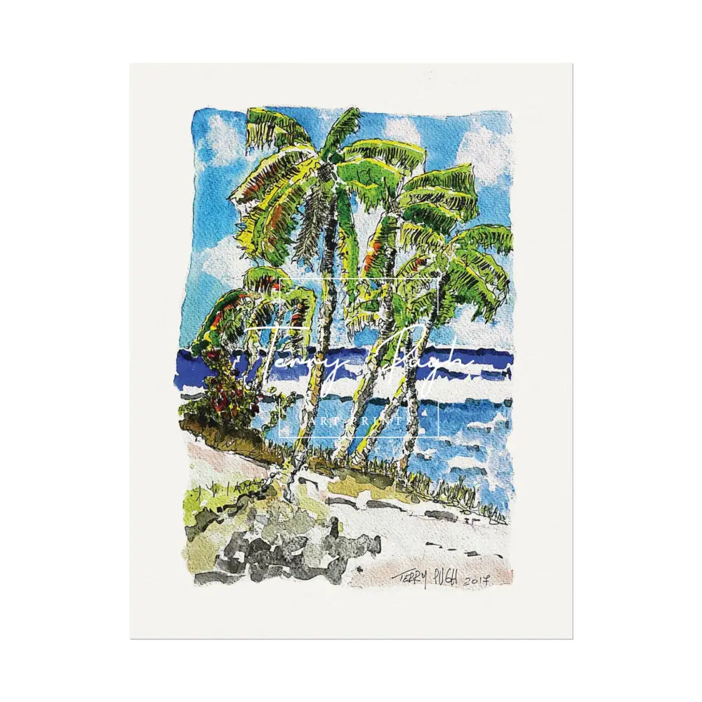 Swaying Palms – Watercolor Matte Poster by Terry Pugh 10’’ x 13’’ (Vertical) Poster