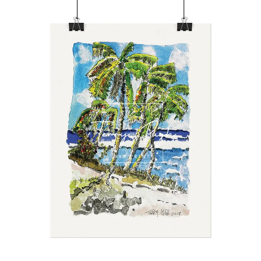 Swaying Palms – Watercolor Matte Poster by Terry Pugh Poster