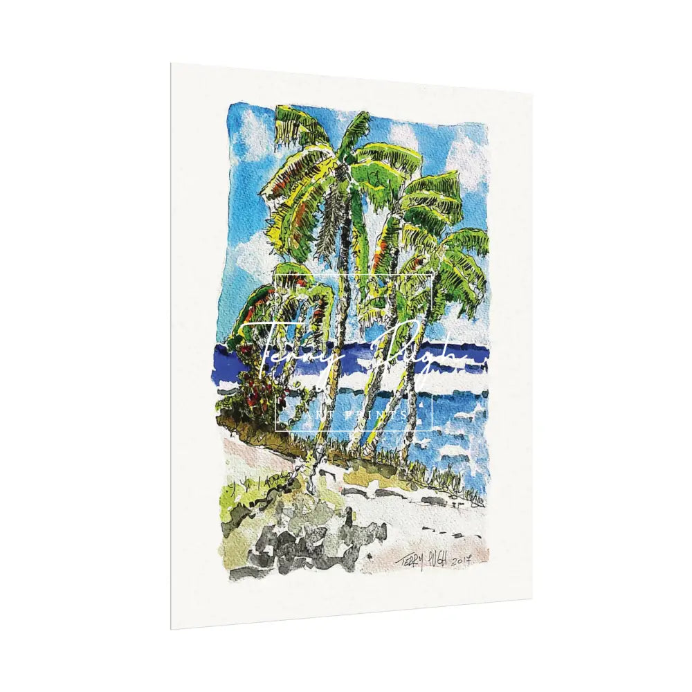 Swaying Palms – Watercolor Matte Poster by Terry Pugh Poster