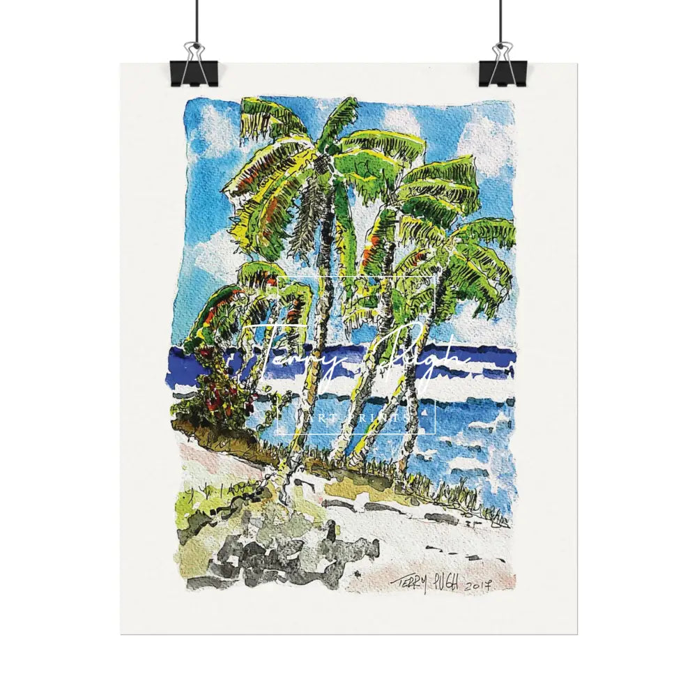 Swaying Palms – Watercolor Matte Poster by Terry Pugh Poster