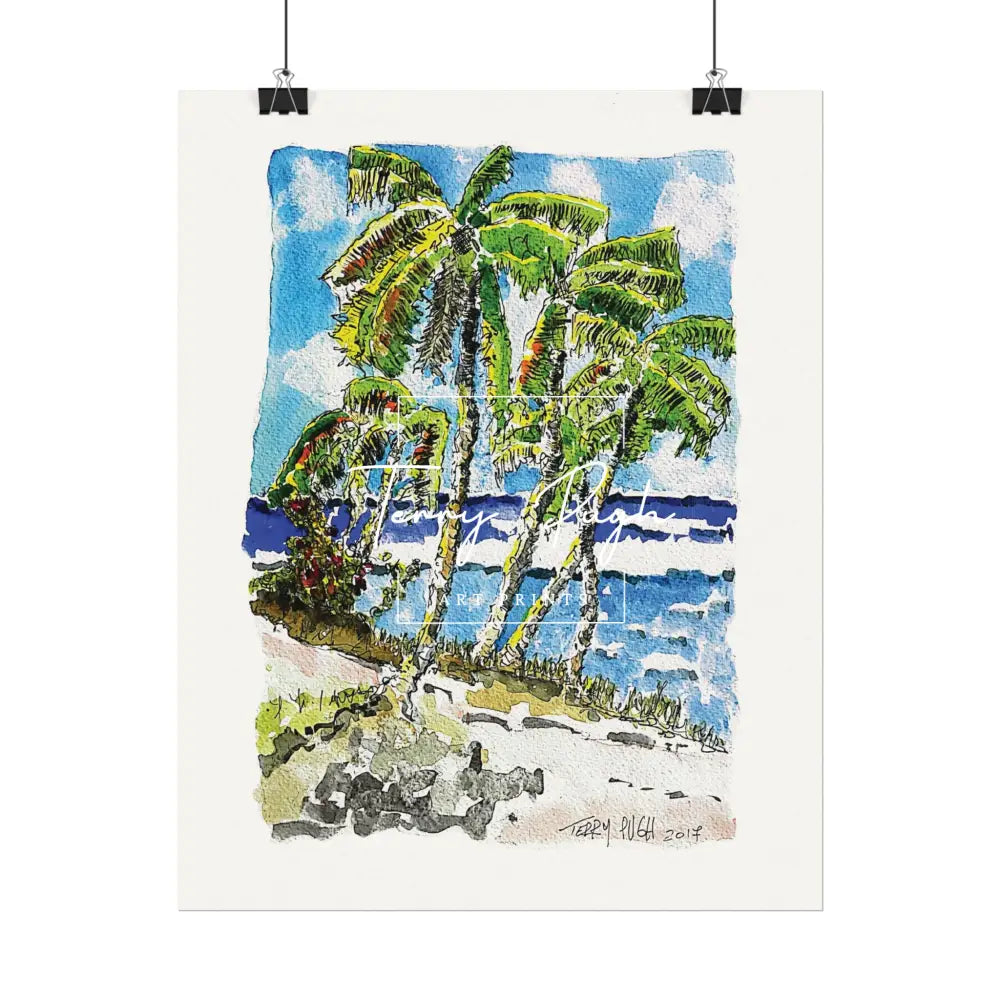 Swaying Palms – Watercolor Matte Poster by Terry Pugh Poster