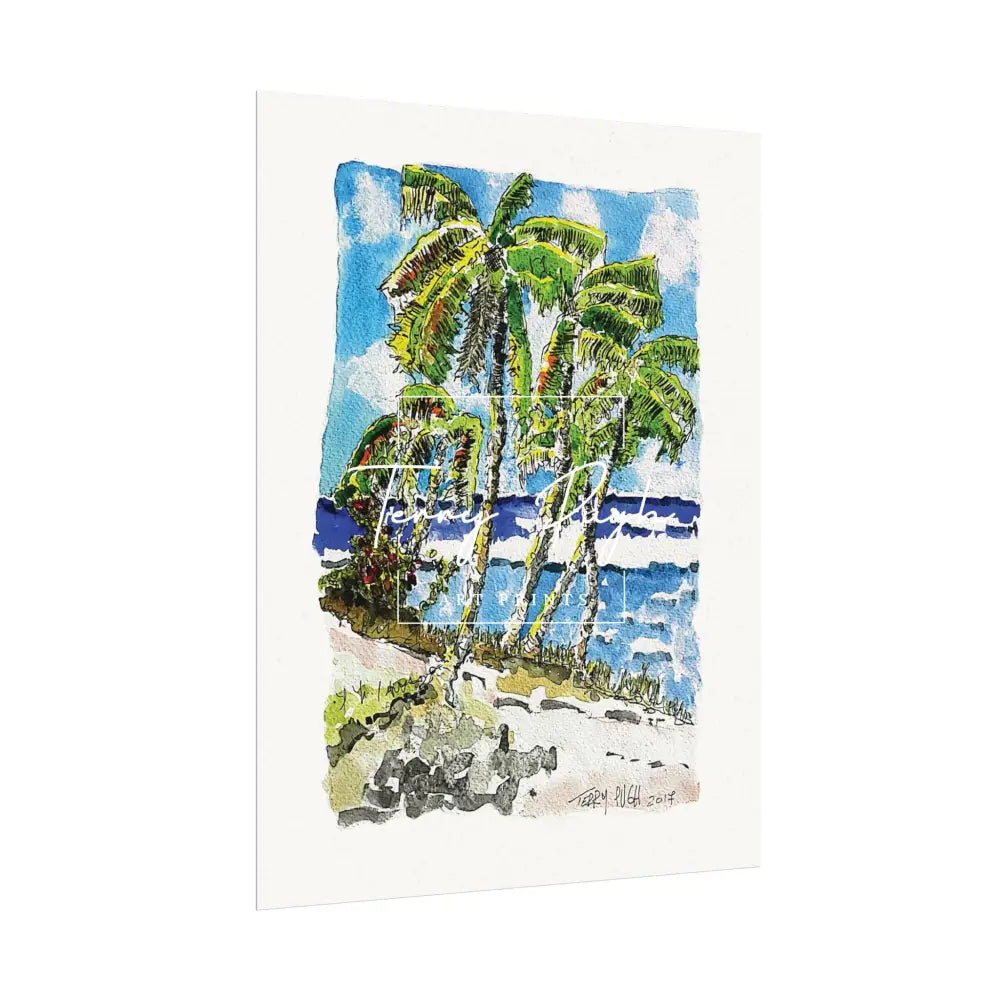 Swaying Palms – Watercolor Matte Poster by Terry Pugh Poster