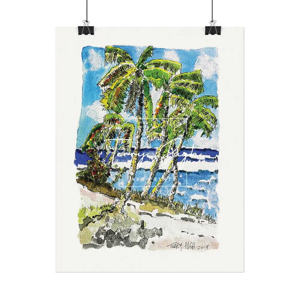Swaying Palms – Watercolor Matte Poster by Terry Pugh Poster