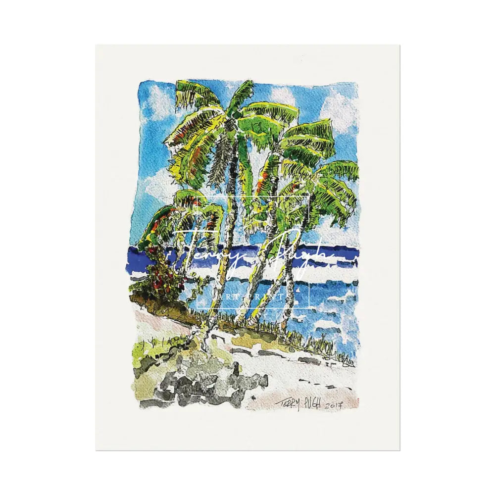 Swaying Palms – Watercolor Matte Poster by Terry Pugh 9’’ x 12’’ (Vertical) Poster