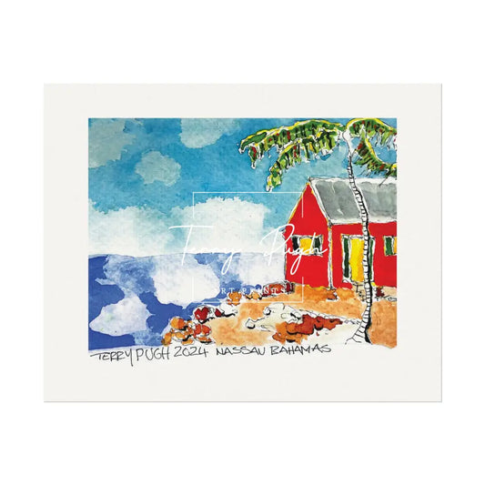 The Charming Red House - Nassau Bahamas - By Terry Pugh 10’’ x 8’’ (Horizontal) Poster