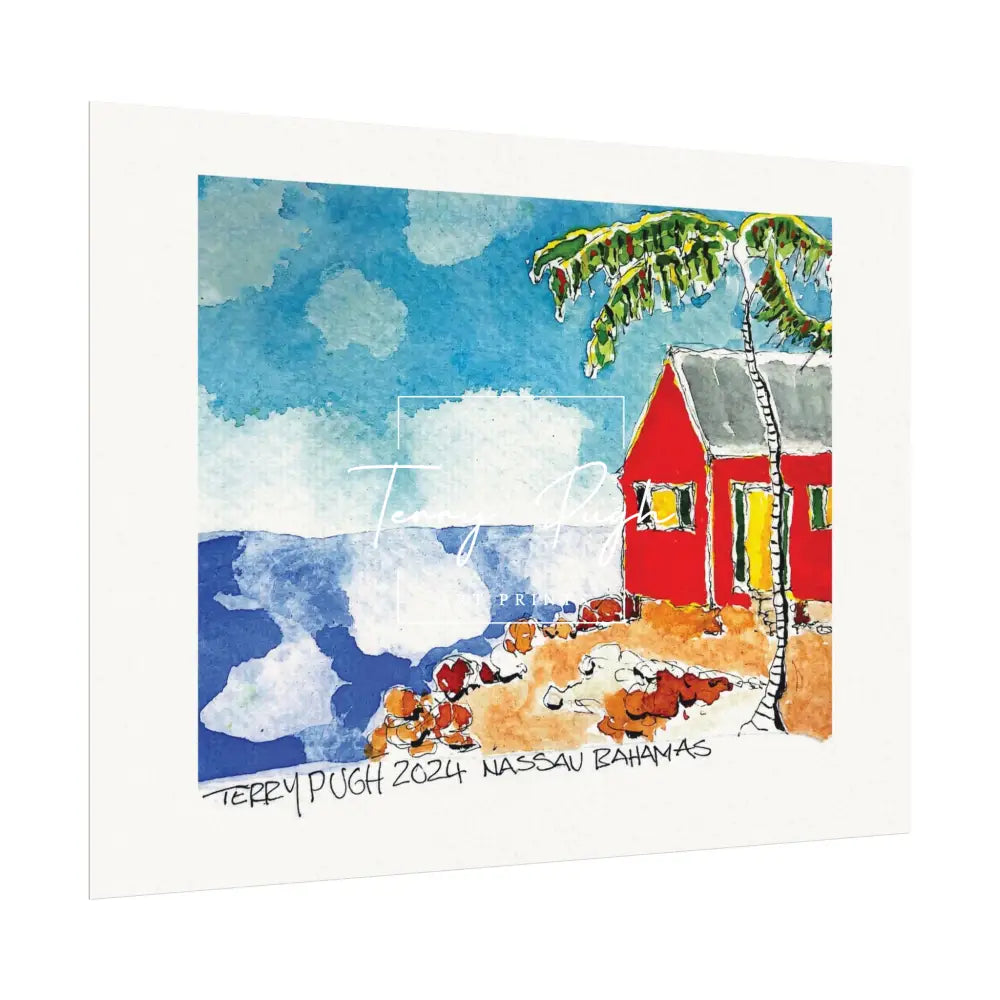 The Charming Red House - Nassau Bahamas - By Terry Pugh Poster