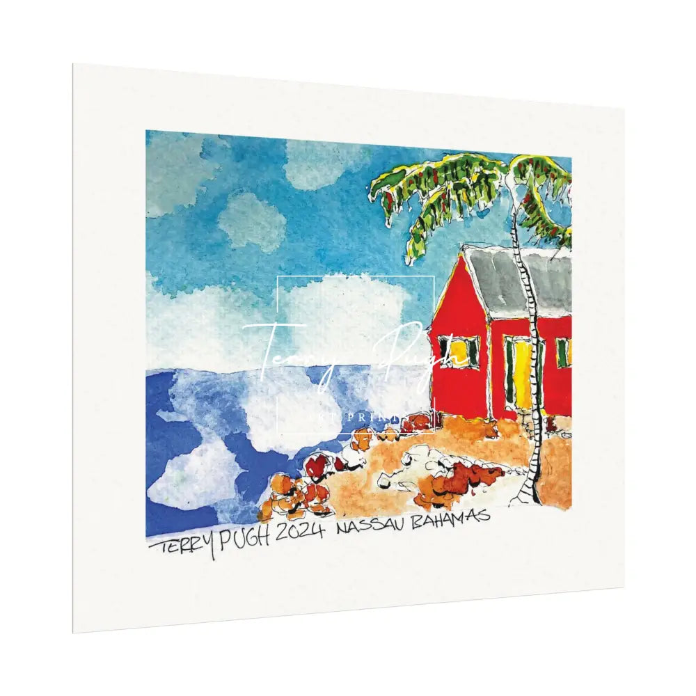 The Charming Red House - Nassau Bahamas - By Terry Pugh Poster