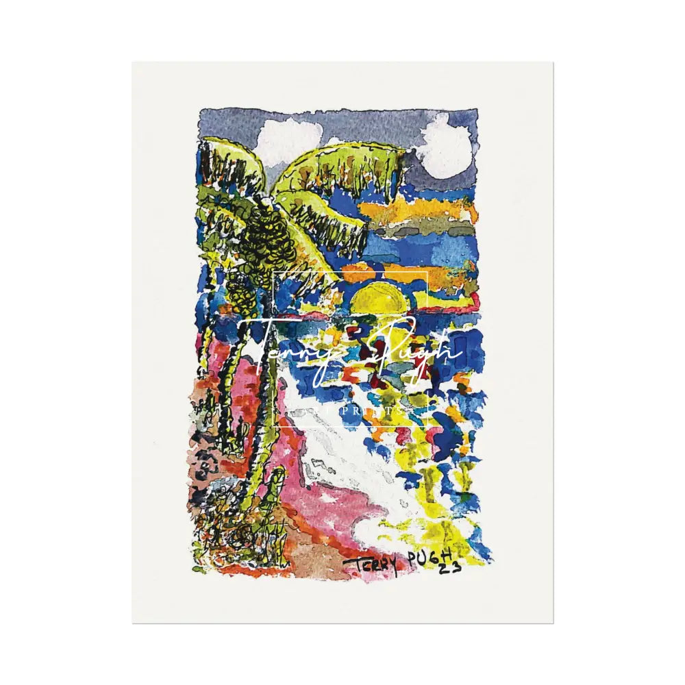 The Setting Sun Before Junkanoo – Watercolor Matte Poster by Terry Pugh 9’’ x 12’’ (Vertical) Poster