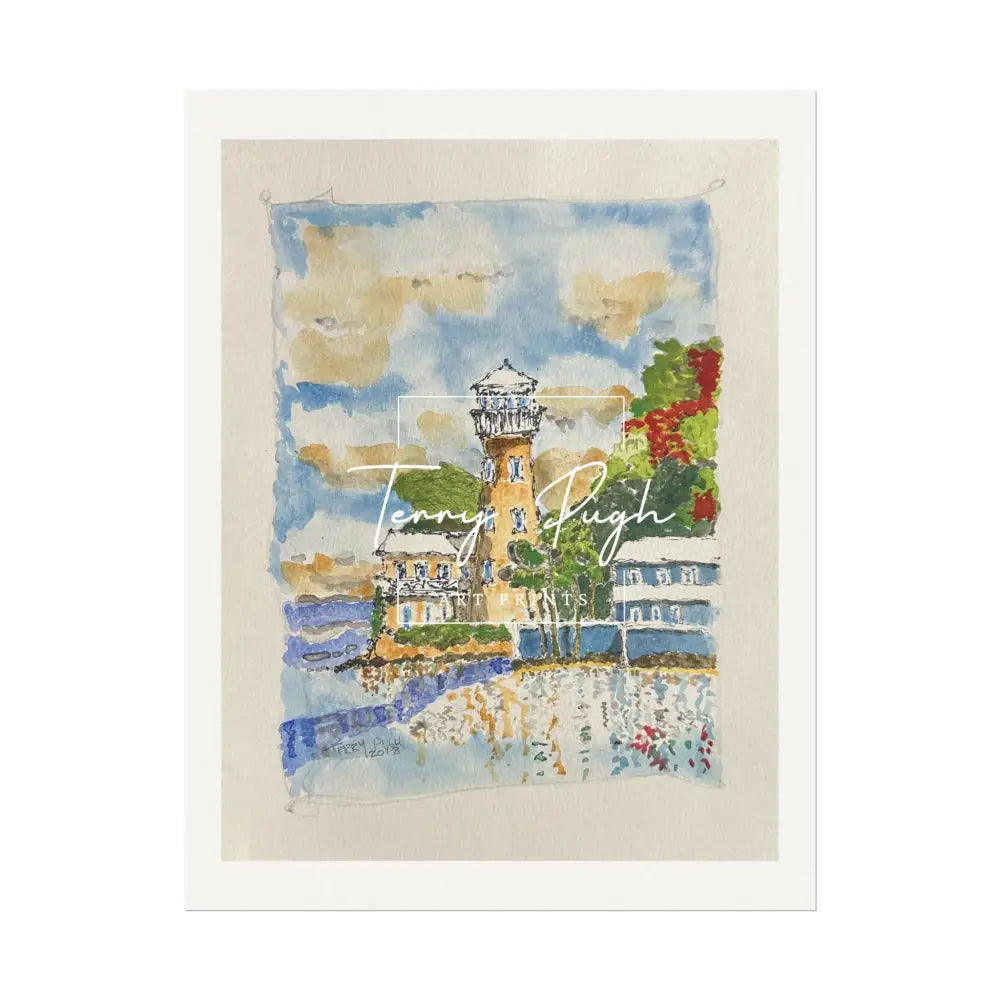 View of the Lighthouse from the Creek - Art Print By Terry Pugh 10’’ x 13’’ (Vertical) Poster