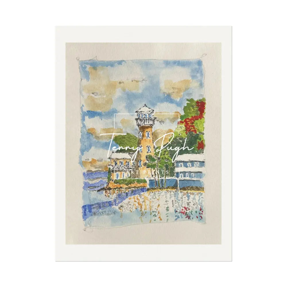 View of the Lighthouse from the Creek - Art Print By Terry Pugh 9’’ x 12’’ (Vertical) Poster