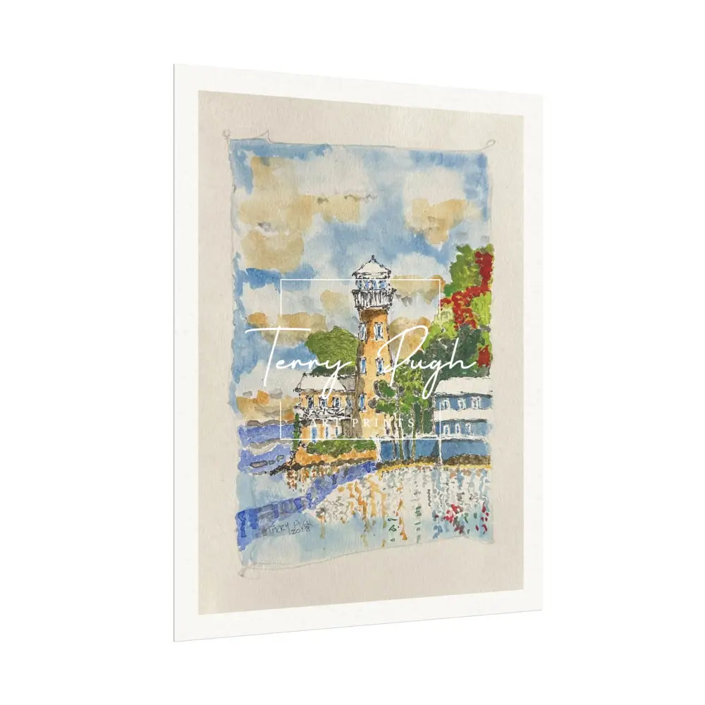 View of the Lighthouse from the Creek - Art Print By Terry Pugh Poster